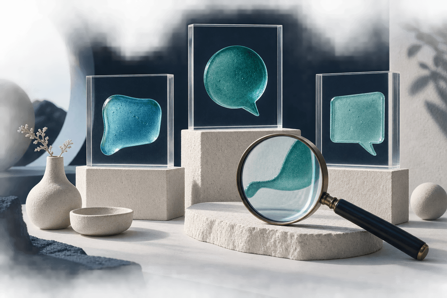 Separate conversation samples and a lens representing an AI visibility audit